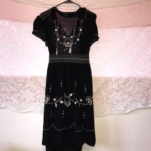 Women’s Black lucky brand embroidered dress